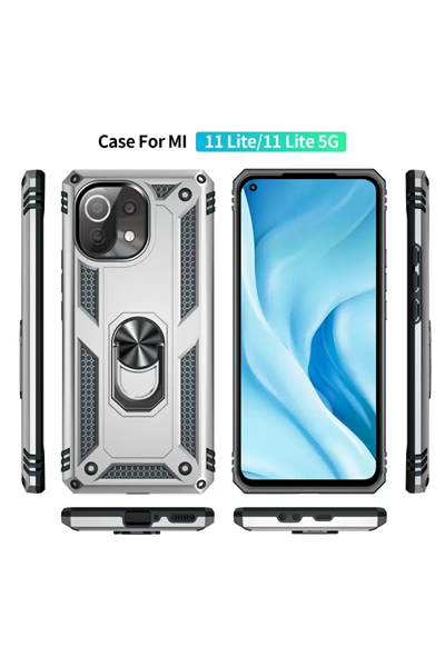 Xiaomi Mİ 11 Lite Kılıf Sofya Yüzüklü Silikon Kapak - Gümüş