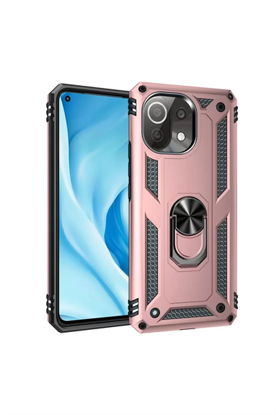 Xiaomi Mİ 11 Lite Kılıf Sofya Yüzüklü Silikon Kapak - Rose