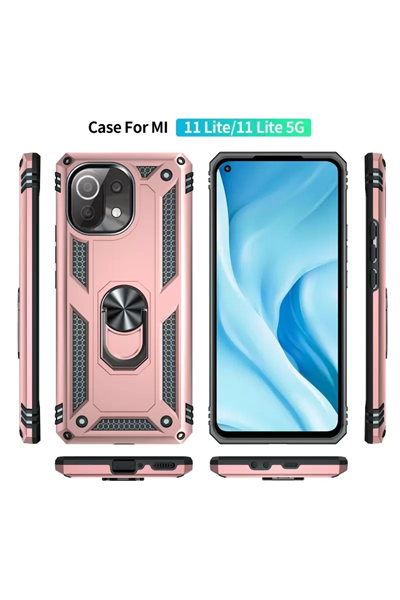 Xiaomi Mİ 11 Lite Kılıf Sofya Yüzüklü Silikon Kapak - Rose