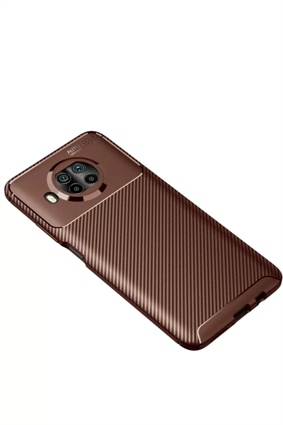 Xiaomi Mi 10T Lite Kılıf Auto Focus Karbon Kapak - Kahverengi