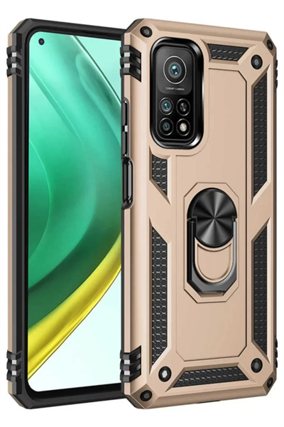 Xiaomi Mi 10T Pro Kılıf Sofya Yüzüklü Silikon Kapak - Gold