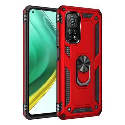 Xiaomi Mi 10T Pro Kılıf Sofya Yüzüklü Silikon Kapak - Kırmızı