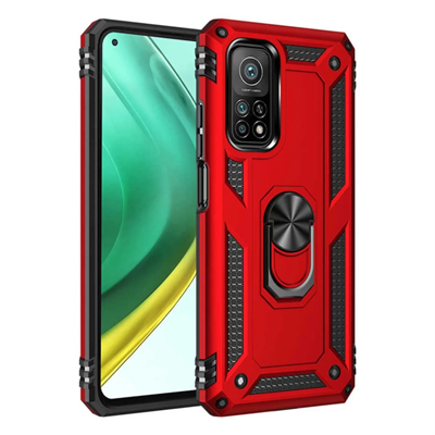 Xiaomi Mi 10T Pro Kılıf Sofya Yüzüklü Silikon Kapak - Kırmızı