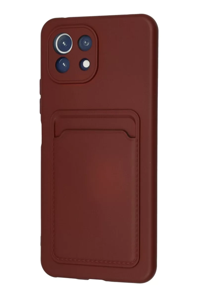 Xiaomi Mi 11 Kılıf Kelvin Kartvizitli Silikon - Bordo