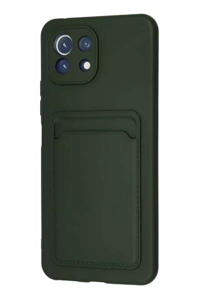 Xiaomi Mi 11 Kılıf Kelvin Kartvizitli Silikon - Koyu Yeşil