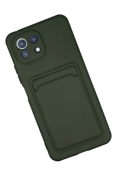 Xiaomi Mi 11 Kılıf Kelvin Kartvizitli Silikon - Koyu Yeşil