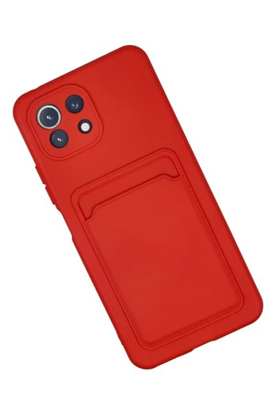 Xiaomi Mi 11 Kılıf Kelvin Kartvizitli Silikon - Kırmızı