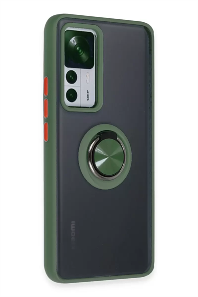 Xiaomi Mi 12T Pro Kılıf Montreal Yüzüklü Silikon Kapak - Yeşil