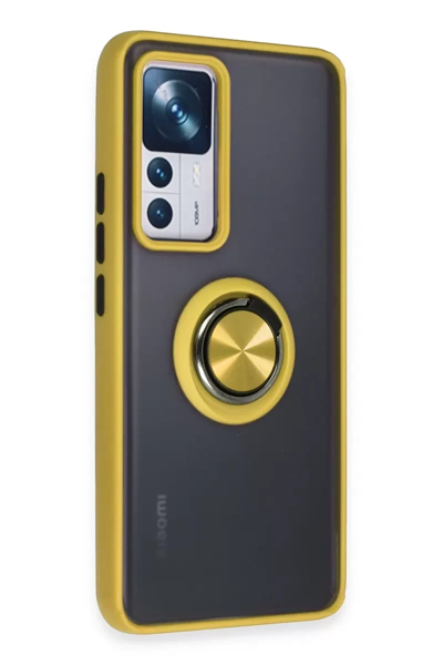 Xiaomi Mi 12T Pro Kılıf Montreal Yüzüklü Silikon Kapak - Sarı