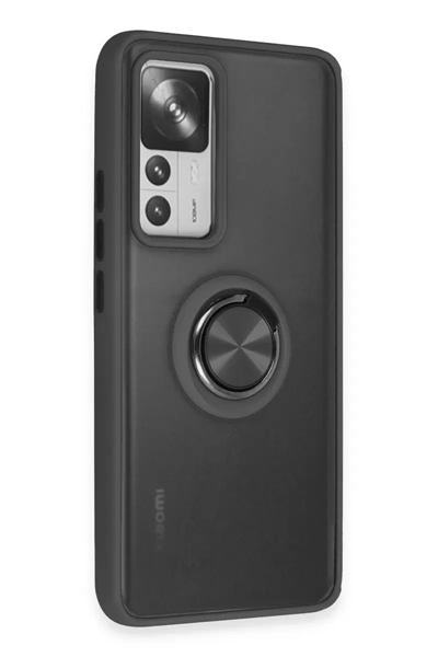 Xiaomi Mi 12T Pro Kılıf Montreal Yüzüklü Silikon Kapak - Siyah