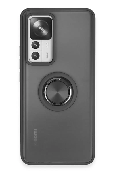 Xiaomi Mi 12T Pro Kılıf Montreal Yüzüklü Silikon Kapak - Siyah