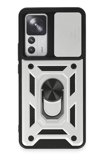 Xiaomi Mi 12T Pro Kılıf Pars Lens Yüzüklü Silikon - Gümüş