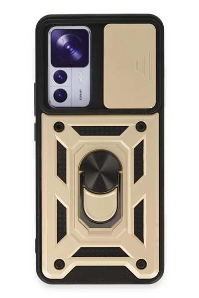 Xiaomi Mi 12T Pro Kılıf Pars Lens Yüzüklü Silikon - Gold