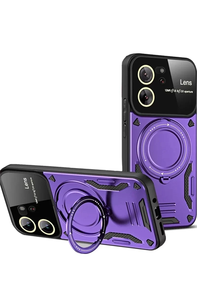 Xiaomi Mi 13T Pro Kılıf Joy Lens Standlı Kapak - Mor