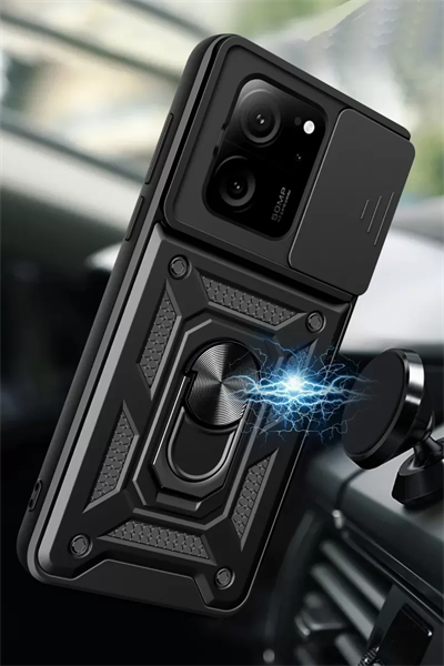 Xiaomi Mi 13T Pro Kılıf Pars Lens Yüzüklü Silikon - Kırmızı