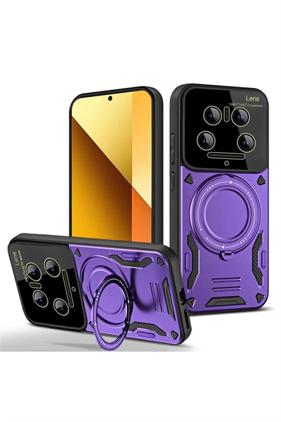 Xiaomi Mi 14 Ultra Kılıf Joy Lens Standlı Kapak - Mor