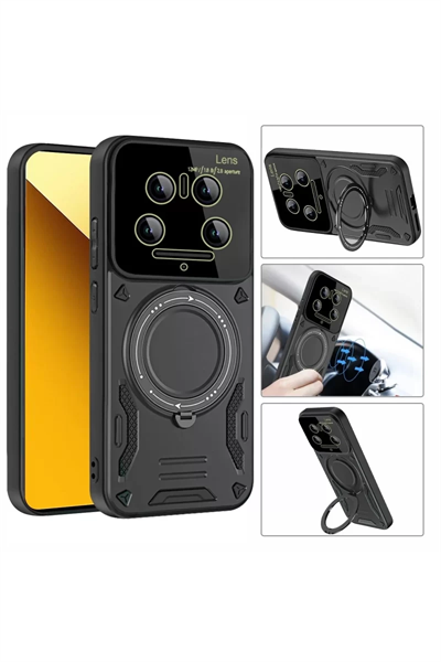 Xiaomi Mi 14 Ultra Kılıf Joy Lens Standlı Kapak - Mor