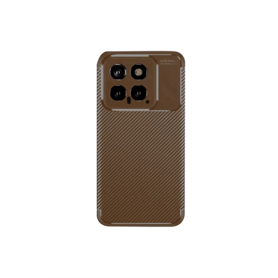 Xiaomi Mi 14T Kılıf Auto Focus Karbon Kapak - Kahverengi