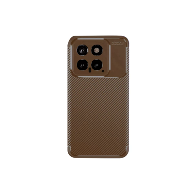 Xiaomi Mi 14T Kılıf Auto Focus Karbon Kapak - Kahverengi