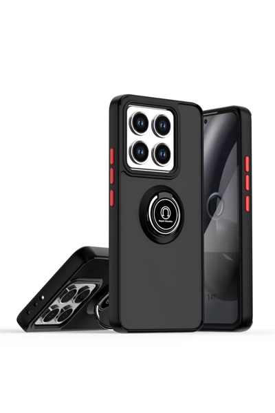 Xiaomi Mi 14T Montreal Yüzüklü Silikon Kapak - Siyah