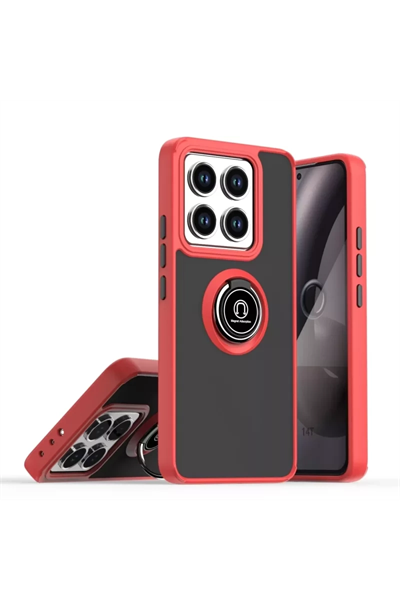 Xiaomi Mi 14T Montreal Yüzüklü Silikon Kapak - Kırmızı