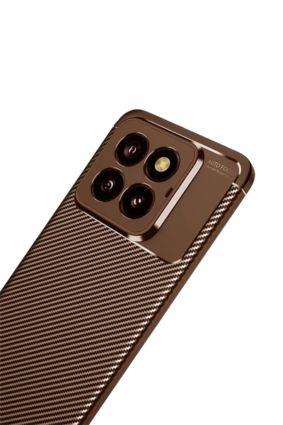 Xiaomi Mi 14T Pro Kılıf Auto Focus Karbon Kapak - Kahverengi