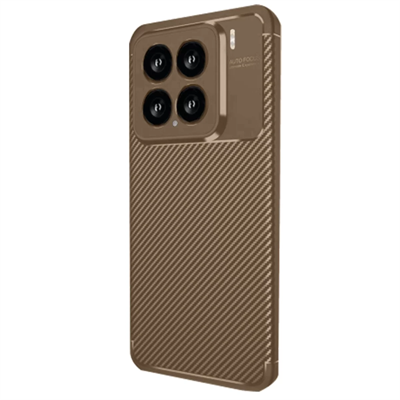 Xiaomi Mi 15 Kılıf Auto Focus Karbon Kapak - Kahverengi