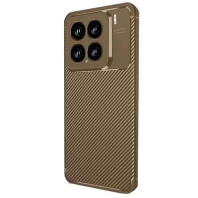 Xiaomi Mi 15 Kılıf Auto Focus Karbon Kapak - Kahverengi