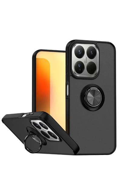 Xiaomi Mi 15T Montreal Yüzüklü Silikon Kapak - Siyah