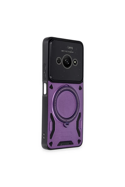 Xiaomi Poco C61 Kılıf Joy Lens Standlı Kapak - Mor