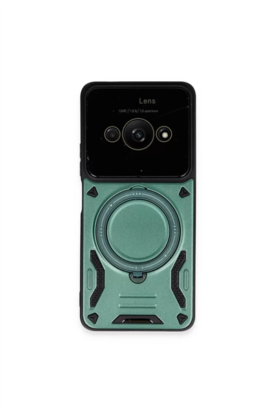 Xiaomi Poco C61 Kılıf Joy Lens Standlı Kapak - Koyu Yeşil