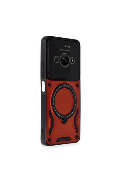 Xiaomi Poco C61 Kılıf Joy Lens Standlı Kapak - Kırmızı