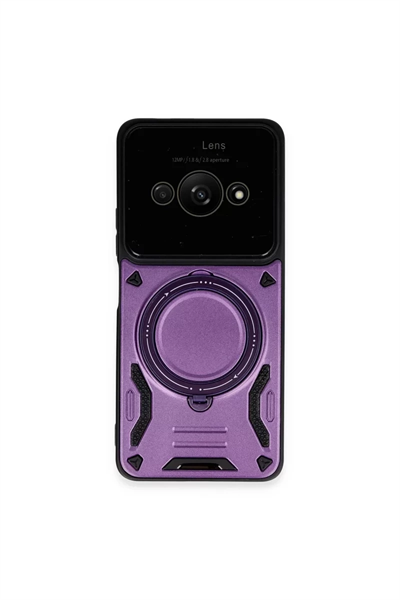 Xiaomi Poco C61 Kılıf Joy Lens Standlı Kapak - Mor
