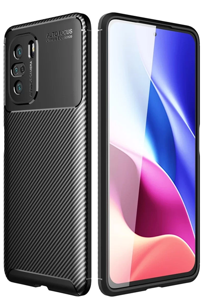 Xiaomi Poco F3 Kılıf Auto Focus Karbon Kapak - Siyah