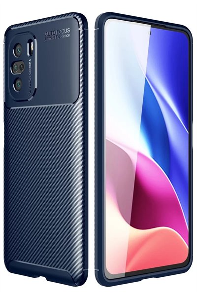 Xiaomi Poco F3 Kılıf Auto Focus Karbon Kapak - Lacivert