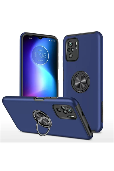 Xiaomi Poco F3 Kılıf Elit Yüzüklü Kapak - Lacivert