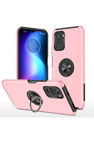 Xiaomi Poco F3 Kılıf Elit Yüzüklü Kapak - Pembe