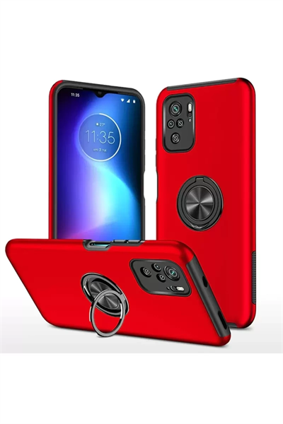 Xiaomi Poco F3 Kılıf Elit Yüzüklü Kapak - Kırmızı