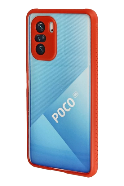 Xiaomi Poco F3 Kılıf Miami Şeffaf Silikon - Kırmızı