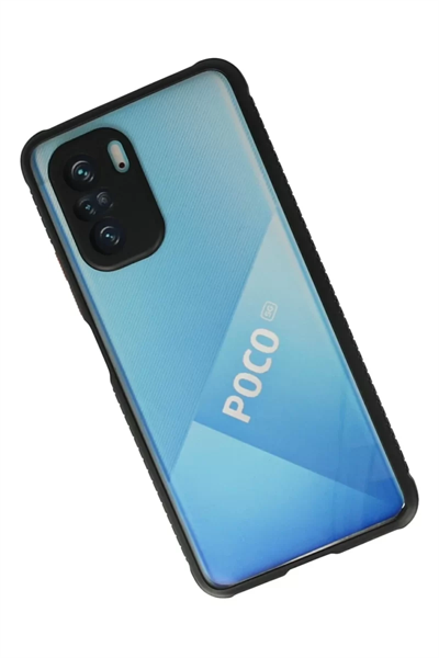 Xiaomi Poco F3 Kılıf Miami Şeffaf Silikon - Siyah