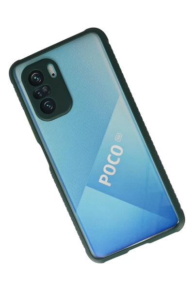Xiaomi Poco F3 Kılıf Miami Şeffaf Silikon - Koyu Yeşil
