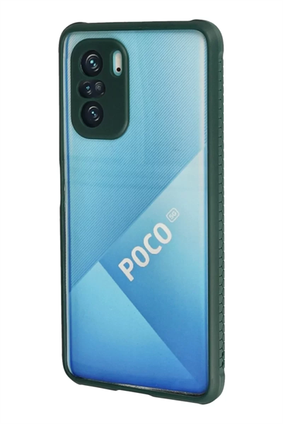 Xiaomi Poco F3 Kılıf Miami Şeffaf Silikon - Koyu Yeşil