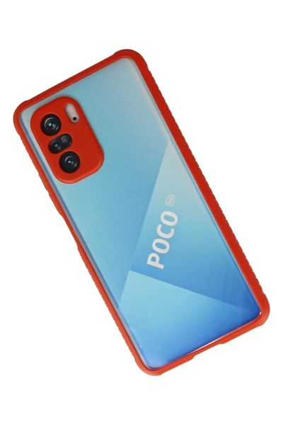 Xiaomi Poco F3 Kılıf Miami Şeffaf Silikon - Kırmızı