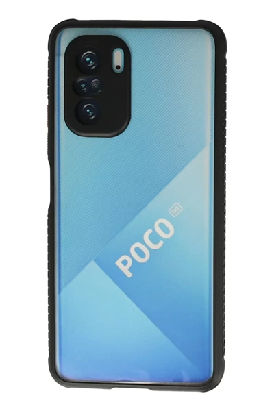 Xiaomi Poco F3 Kılıf Miami Şeffaf Silikon - Siyah