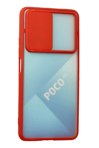Xiaomi Poco F3 Kılıf Palm Buzlu Kamera Sürgülü Silikon - Kırmızı