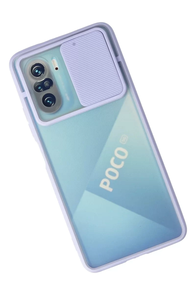 Xiaomi Poco F3 Kılıf Palm Buzlu Kamera Sürgülü Silikon - Lila