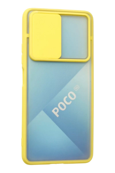 Xiaomi Poco F3 Kılıf Palm Buzlu Kamera Sürgülü Silikon - Sarı