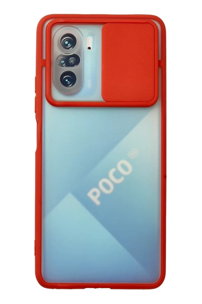 Xiaomi Poco F3 Kılıf Palm Buzlu Kamera Sürgülü Silikon - Kırmızı