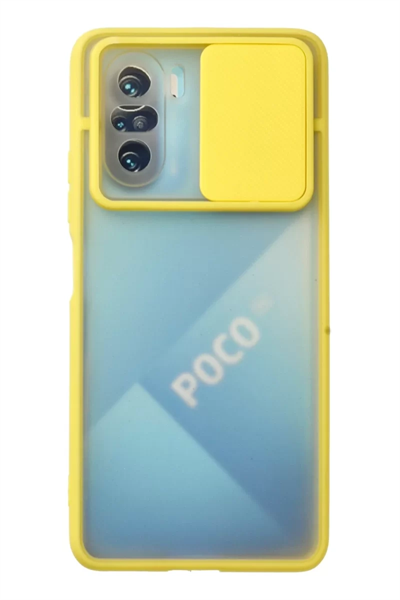Xiaomi Poco F3 Kılıf Palm Buzlu Kamera Sürgülü Silikon - Sarı