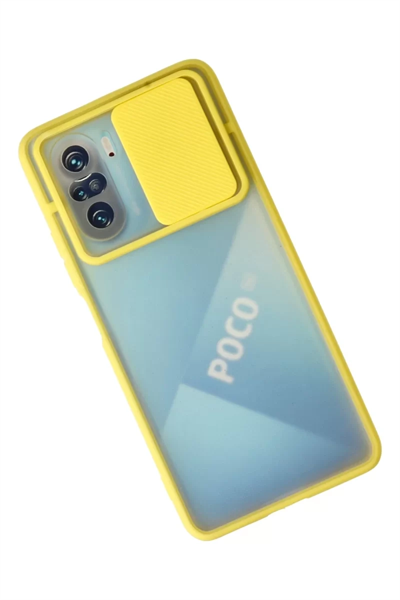 Xiaomi Poco F3 Kılıf Palm Buzlu Kamera Sürgülü Silikon - Sarı